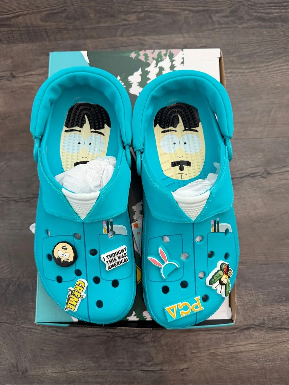 Crocs M8/W10 South Park Randy Blue Classic Cushioned Ankle Strap Slip-On Clogs
